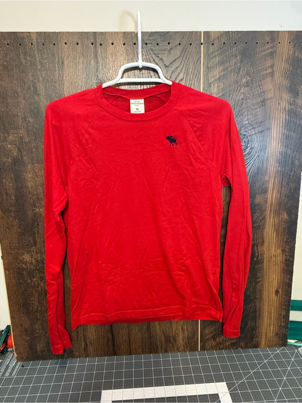 abercrombie kids Red Long-Sleeve Crewneck with Logo